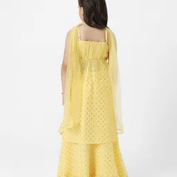 nautinati Nauti Nati  Sleeveless Motif Foil Printed Choli With Coordinating Lehenga With Dupatta Set - Yellow image 3