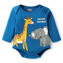 Babyhug 100% Cotton Full Sleeves Animal Printed Onesies With Striped Leggings Cap Mittens & Booties Set - image 2