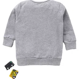 Kadam Baby Cotton Knit Diwali Theme Full Sleeves Little Firecracker Text Printed Light Winter Sweatshirt - Grey image 3