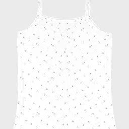 Charm n Cherish Cotton Blend Knit Pack Of 2 Sleeveless Solid & Hearts Printed Camisoles - White & Black image 3