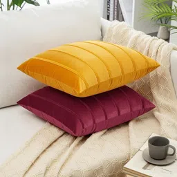 Khooti Beige & Maroon Set of 3 Square Cushion Covers image 2