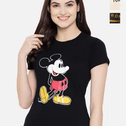 Dreambe Women Pack Of 3 Mickey Mouse Graphic Printed Round Neck Cotton T-shirts image 1