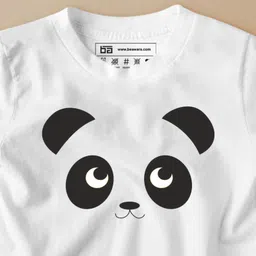 Be Awara Half Sleeves Panda Printed T Shirt - White image 4