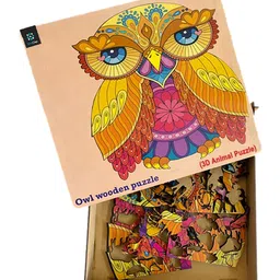 Metclap Owl  Wooden Magic Puzzle - 136 Pcs inside wooden Box) - Multicolor image 3