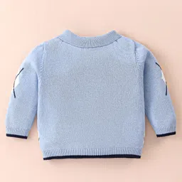 ToffyHouse Knitted Cotton Full Sleeves Collared Sweater Set With Argyle Design - Sky Blue image 3
