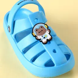 Cute Walk by Babyhug Clogs with Backstrap Closure & Teddy Bear Applique - Blue image 3