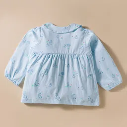 Zero Sinker Knit Full Sleeves Co-ords Night Suit With Animal Print - Light Blue image 3