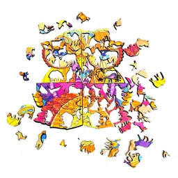 Metclap Owl  Wooden Magic Puzzle - 136 Pcs inside wooden Box) - Multicolor image 4