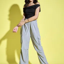 BUY NEW TREND Women Relaxed Loose Fit High-Rise Easy Wash Cargos Trousers image 2