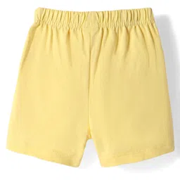 Babyhug Cotton Knit Mid Thigh Length Shorts with Floral Print & Bow Applique Pack of 3 - Red Yellow & Navy Blue image 5