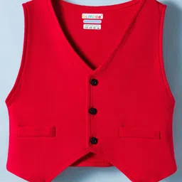 BUMZEE Cotton Knit Full Sleeves Vertical Striped 3 Piece Party Suit With Attached Bow - Red & White image 5