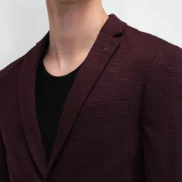 Arrow Maroon Slim Fit Self Pattern Blazer image 5