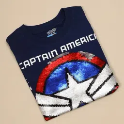 Kidsville Captain America: Brave New World Printed Reversible Sequin Regular Fit T-Shirt For Boys image 5