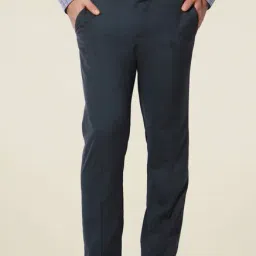 Van Heusen Dark Blue Solid Slim Fit Trousers-picture-34