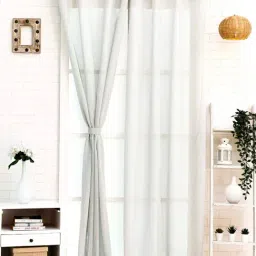 Ariana Grey Cotton Linen 7 ft Door Curtain image 2