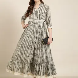 showoffff SHOWOFF Beige Printed Maxi Dress image 5