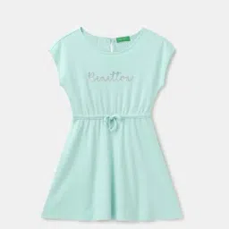 United Colors of Benetton Kids Green Cotton Printed Dress-picture-42