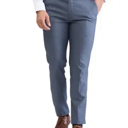 Park Avenue Blue Super Slim Fit Checks Trousers-picture-23