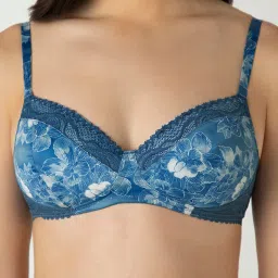 Amante Blue Polyamide Regular Fit Printed Bra image 5