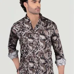 Almaty Multicolored Cotton Slim Fit Floral Print Shirt-picture-34