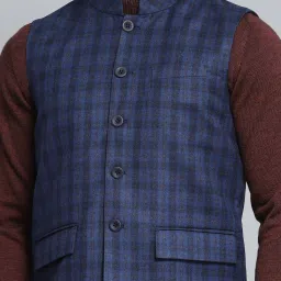 Monte Carlo Mens Solid Blue Band Neck Sleeveless Jacket image 5