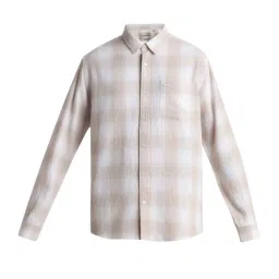 Jack & Jones Beige Cotton Linen Slim Fit Checks Shirt image 5