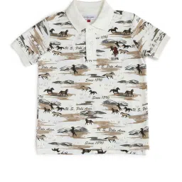 U.S. Polo Assn. Boys White Cotton Printed Polo Shirt image 5