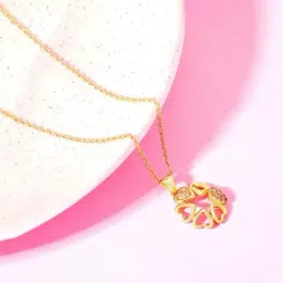 GIVA 925 Silver Golden Hearts Pendant with Link Chain-image-51