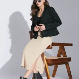 Latin Quarters Black Solid Full Sleeves Blazer image 5