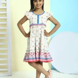Biba Girls White Floral Print Dress-image-49