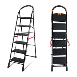 Homlix Red & Black Textured 6-Step Foldable Step Ladder image 5