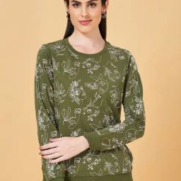 Honey by Pantaloons Olive Green Cotton Printed Sweatshirt-picture-24