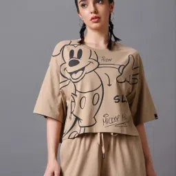 Bewakoof Brown Graphic Print Top-image-6