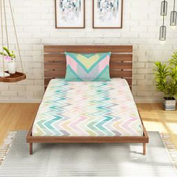 Spaces Green 144 TC Cotton Single Bed Sheet with Pillow Cover-picture-18