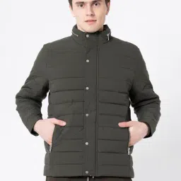 Red Tape Olive Full Sleeves Mock Collar Jacket-image-89