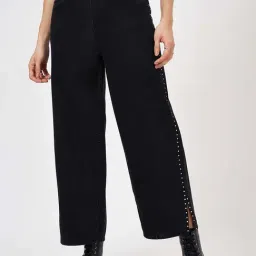 SF Jeans by Pantaloons Black Cotton High Rise Flared Jeans-picture-27