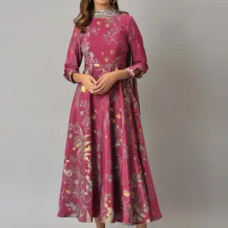 Wishful by W Purple Printed A-Line dress Dress With Dupatta-picture-44