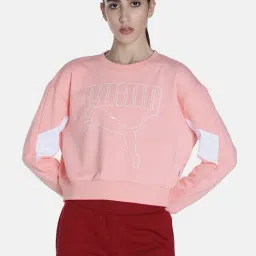 Puma Pink Logo Print Crop Sweatshirt-image-71