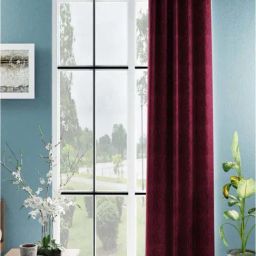 Bianca D`ROMANIO Maroon Faux Silk 9 Ft. Long Door Curtain-picture-20