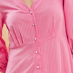 KASSUALLY Pink & White Printed Shirt Dress image 5