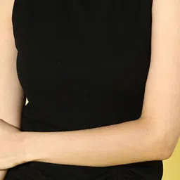 KASSUALLY Black Cotton Relaxed Fit A Line Dress image 5