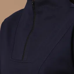 KASSUALLY Navy Cotton Relaxed Fit Crop Sweatshirt image 5