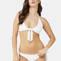 Secrets By ZeroKaata White Plain Swimwear Bra Panty Set-picture-0
