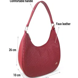Metro Maroon Textured Medium Hobo Bag image 3