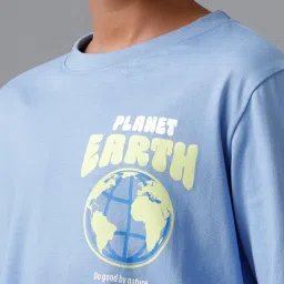 Under Fourteen Only Boys Blue Cotton Printed T-Shirt image 5