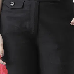 KASSUALLY Black Floral Print Regular Fit Mid Rise Trousers image 5