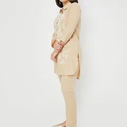 max Floral Embroidered Shirt Collar Shirt With Trouser-image-5