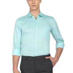 Arrow Green Cotton Slim Fit Printed Shirt-image-56