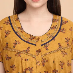 Sweet Dreams Yellow Cotton Regular Fit Night Dress image 5