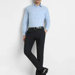 Peter England Black Slim Fit Checks Trousers image 5